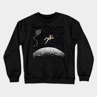 Astronaut Watching Tv On The Moon Crewneck Sweatshirt